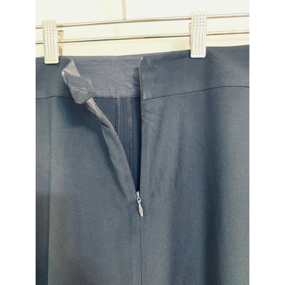 Eileen Fisher Navy Blue Wool Blend Unlined Fit and Flare A-Line Midi Skirt / XL - Picture 4 of 10